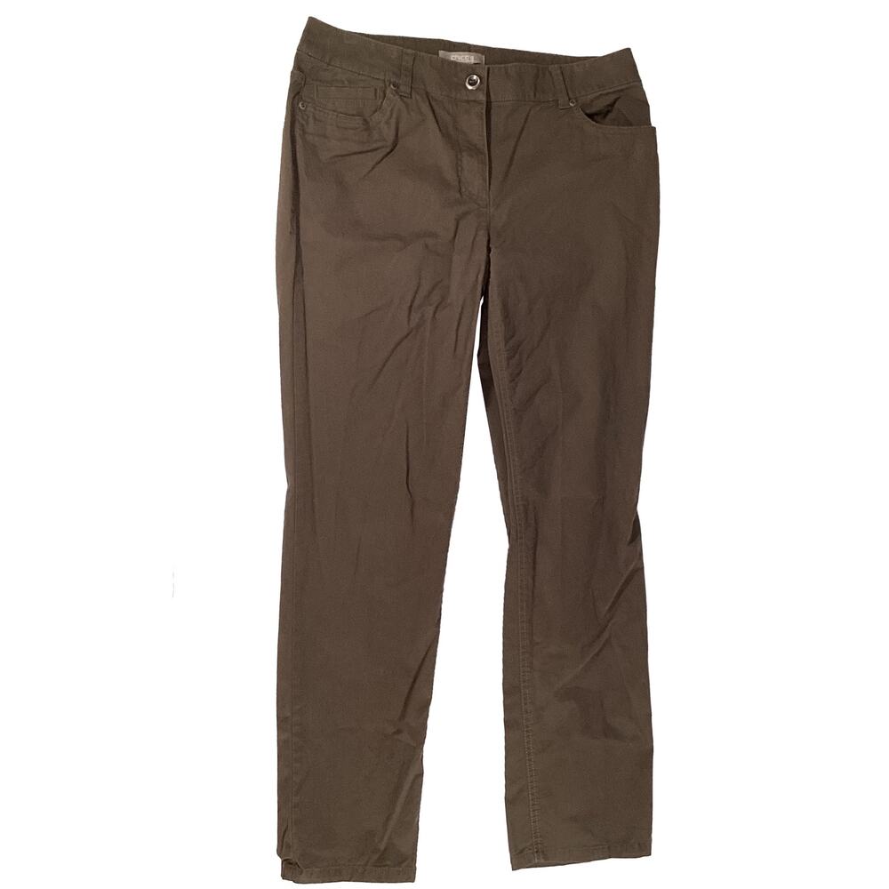 Chico's Straight Leg Cotton Chinos Chocolate Brown Women's Size 1/Medium Short